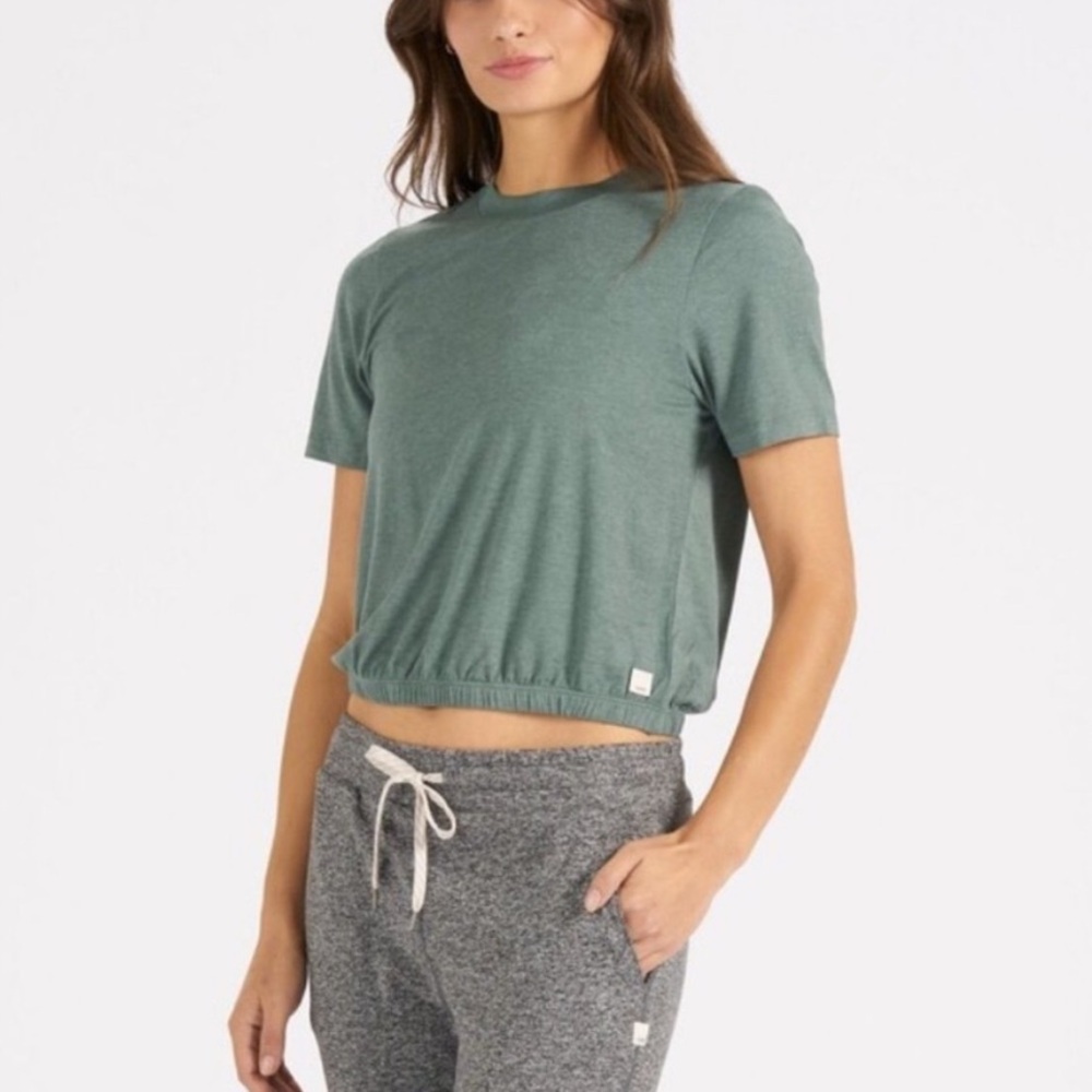 Vuori Balance Tee Green Cinched Cropped Waist size Small
